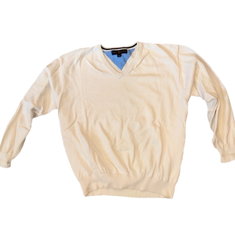 Tommy Hilfiger Cream V-Neck Sweater for Men